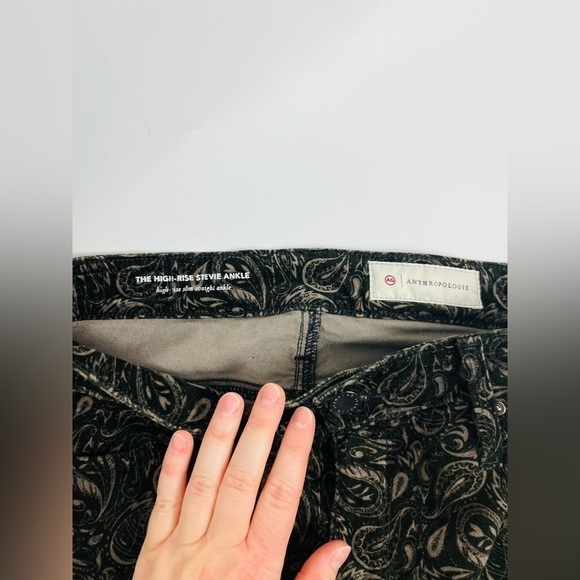 AG Anthropologie High-Rise Stevie Ankle Paisley Velvet Jeans - Picture 4 of 6